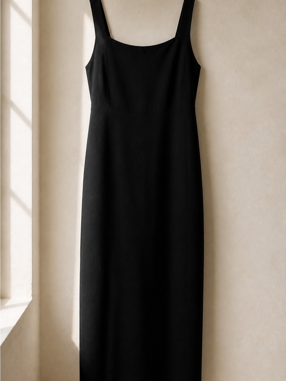 Classic Black Square-Neck Maxi Dress - Women's